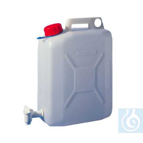 Jerrycans with stopcock 10 litre, HDPE, self sealing cap, 150 x 250 x H 360 mm - Luminix Health
