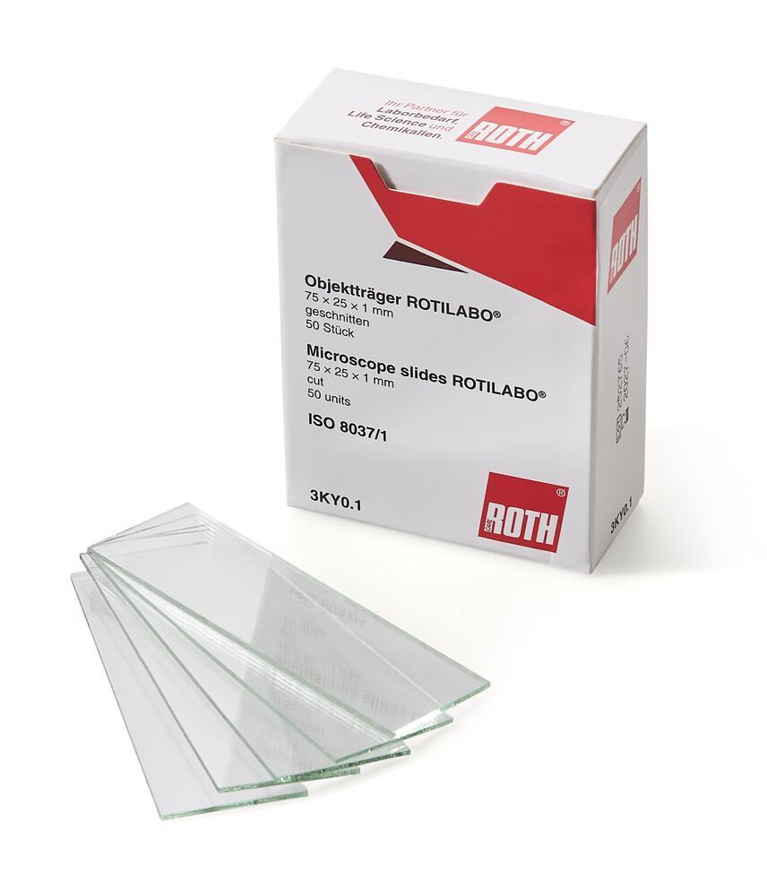 ROTILABO® microscope slide 75 x 25 x 1 mm, cut, Carl Roth, art. 3KY0.1