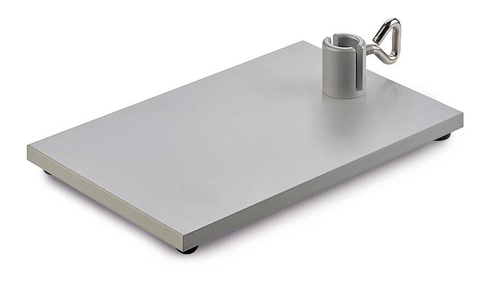 Stand base with flange and slit