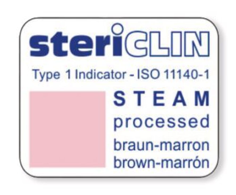 stericlin documentation labels, STEAM indicator, 25x20 mm, on a sheet