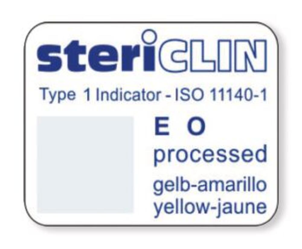 stericlin documentation labels, EO indicator, 25x20 mm, on a sheet