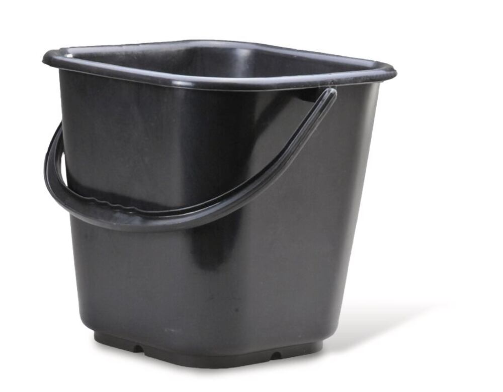 Rectangular industrial bucket, HDPE, black, 14 l