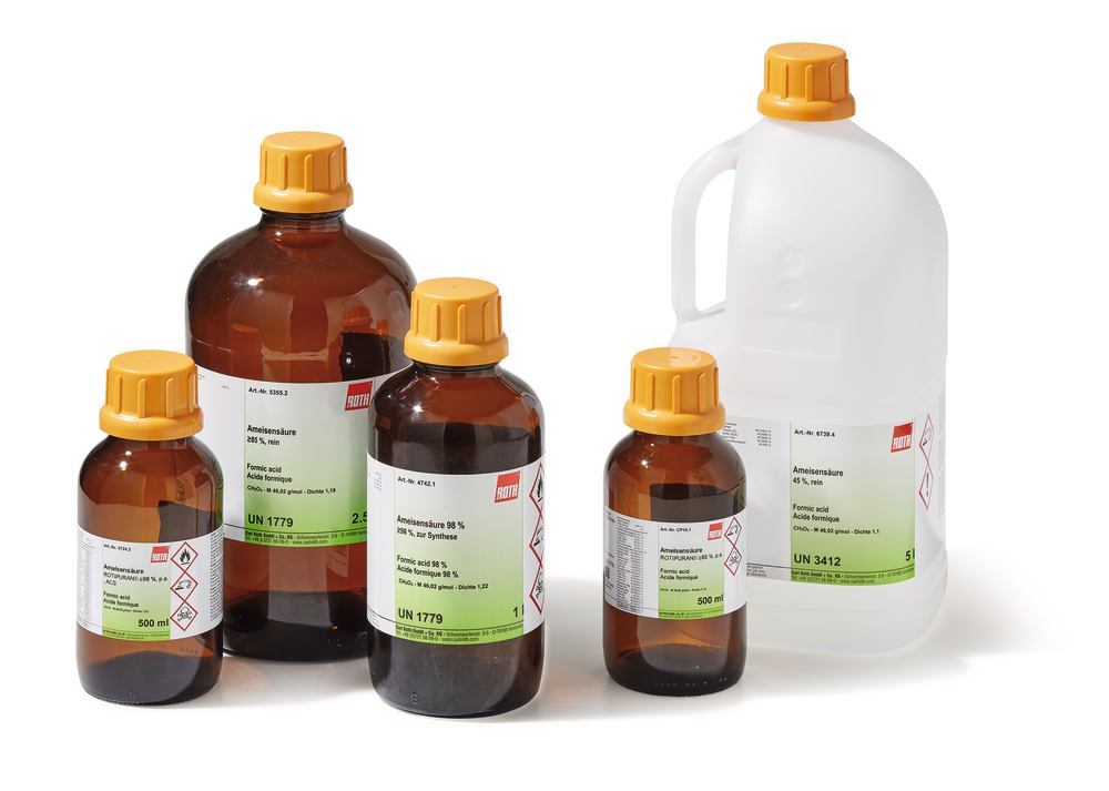 Formic acid, ROTIPURAN®, min. 98 %, p.a., ACS, 500 ml, glass - Luminix Health