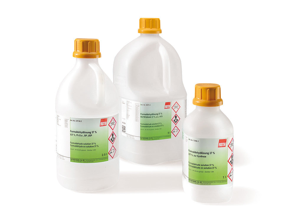 Formaldehyde solution 37 %, min. 37 %, Ph.Eur., BP, USP, 1 l, plastic - Luminix Health