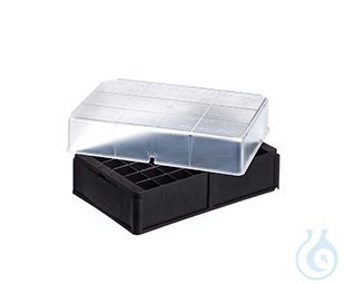 CRYO RACK FOR 48 CRYO TUBES 1222XX, 1232XX,, 1262XX, BLACK, LOW RACK WITH LID, - Luminix Health