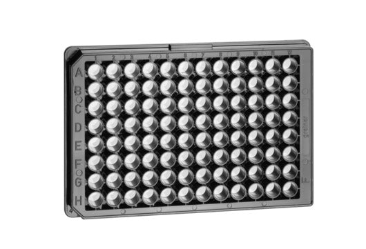 SENSOPLATE microplate, 96 well, PS, F-bottom, glass bottom