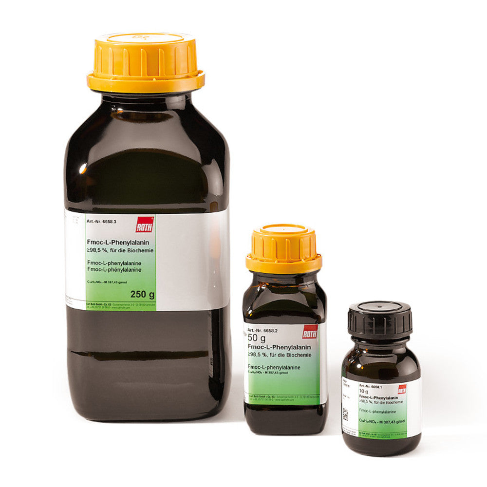 Fmoc-L-phenylalanine, PEPTIPURE®, min. 98,5 %, for biochemistry, 10 g, glass - Luminix Health