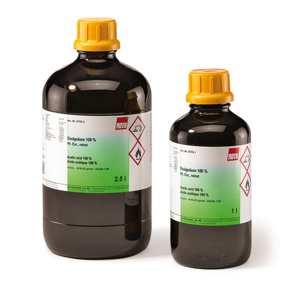 Acetic acid 100 %, Ph. Eur., extra pure, 1 l, glass - Luminix Health