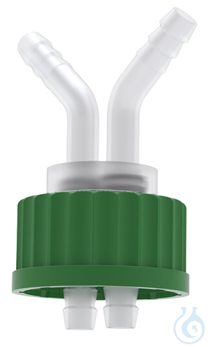 BOLA Flexible Distributors, GL 45, 2x Ø 10,8 mm Screw cap GL 45 PP green. Hose c