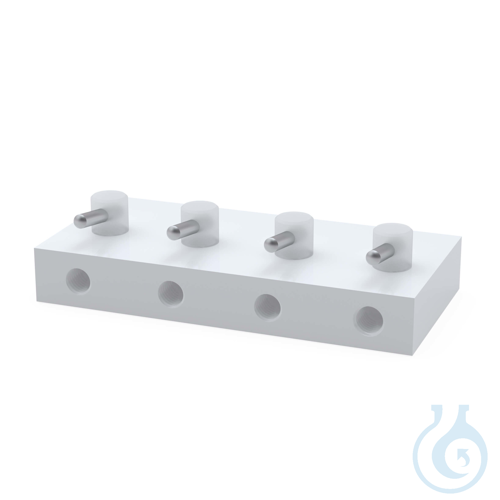 BOLA Miniature Manifold Blocks, UNF 1/4'' 28G, Ø 0,8 x 1,6 mm PTFE, 4 stopcocks,