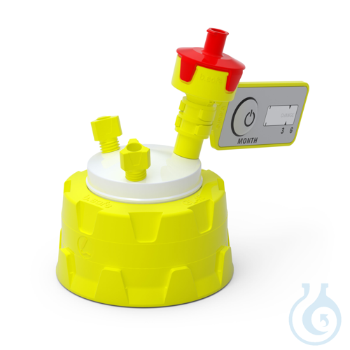 b.safe Cap GL45, 3x UNF 1/4'' Screw cap GL 45 made of PP yellow, insert made of