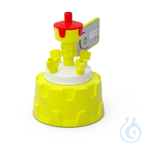 b.safe Cap GL45, 5x UNF 1/4'' Screw cap GL 45 made of PP yellow, insert made of