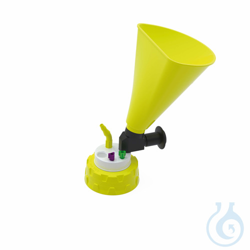 b.safe Waste Cap S60 with Funnel, 2x UNF1/4'', 1x GL14, 1x NPT1/8'' Screw cap