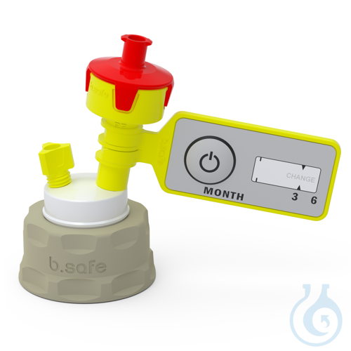 b.safe Cap GL28, 2x UNF 1/4'' Screw cap GL28 made of PPS yellow, insert made of - Luminix Health