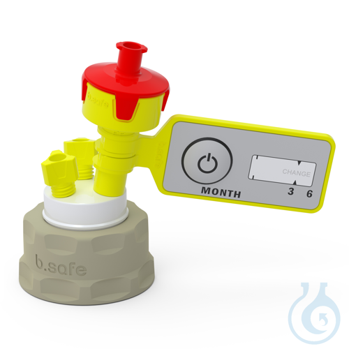 b.safe Cap GL28, 3x UNF 1/4'' Screw cap GL28 made of PPS yellow, insert made of - Luminix Health