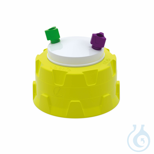 b.safe System Caps GL45, 2x UNF 1/4'' Screw cap GL45 made of PP yellow, insert