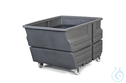 Multipurpose container with swivel castors PE grey V=600 L, 825x1240x900