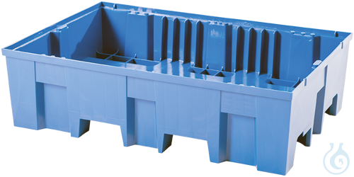 Sump pallet PE-HD blue forklift accessible V=220L, 865x1245x350