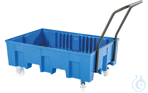 Sump pallet PE-HD blue mobile V=220L, 865x1245x1060