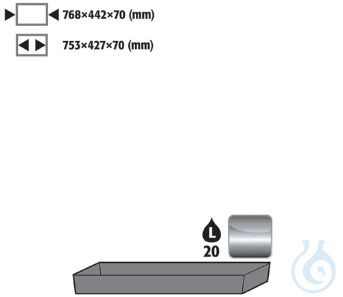 bottom collecting sump st.steel 1.4301 raw for UB90 B890/1400 768x442x90