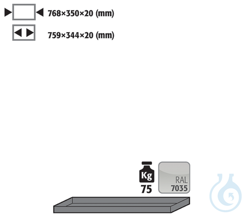 shelf sh.steel lam. for UB90 B890/1400 D=500 768x350x20