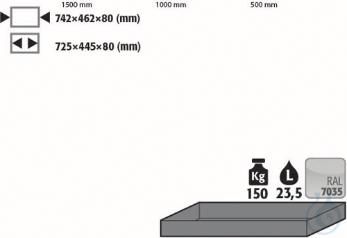 tray shelf sh.steel lam. for Q90/S90 B900 742x462x80 - Luminix Health