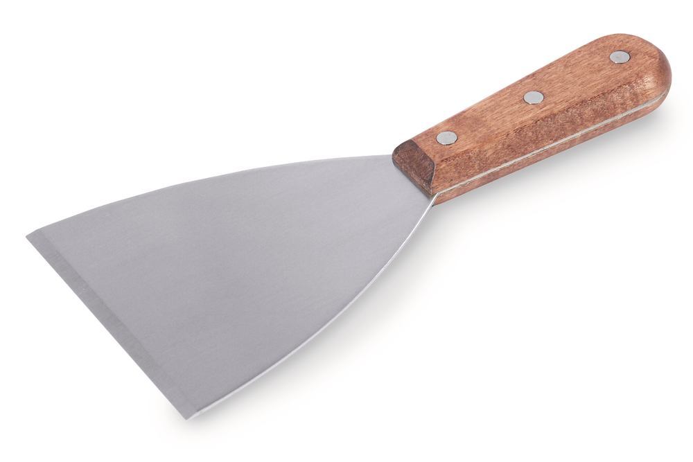 Spatula, stainless steel 18/0 (1.4016),, woodhandle, blade 11.5 x 10 cm - Luminix Health