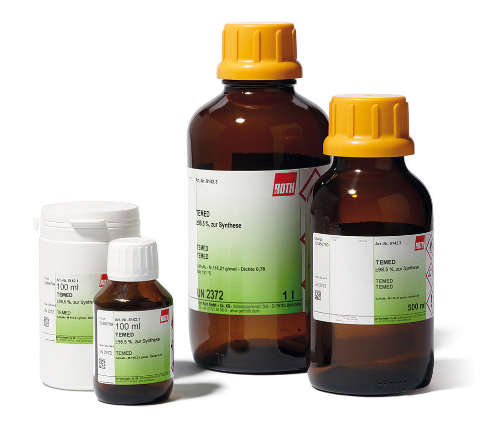 TEMED, min. 98,5 %, for synthesis, 100 ml, glass - Luminix Health