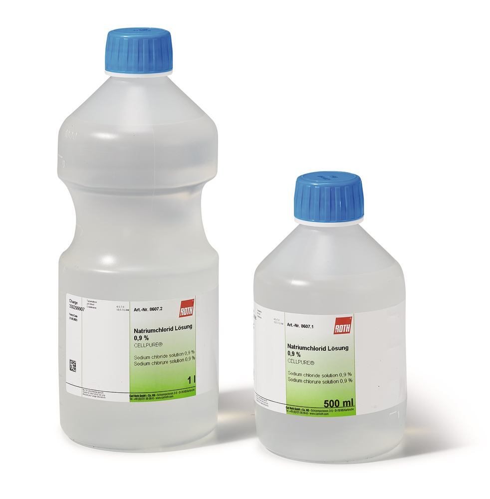 Sodium chloride solution 0,9 %, CELLPURE®, 500 ml, plastic - Luminix Health