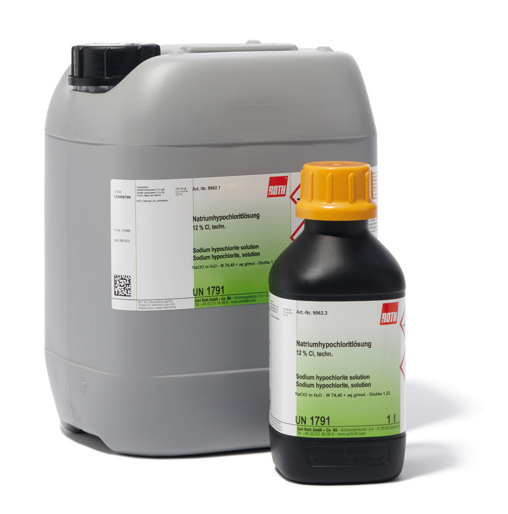 Sodium hypochlorite solution, 12 % Cl, 1 l, plastic - Luminix Health