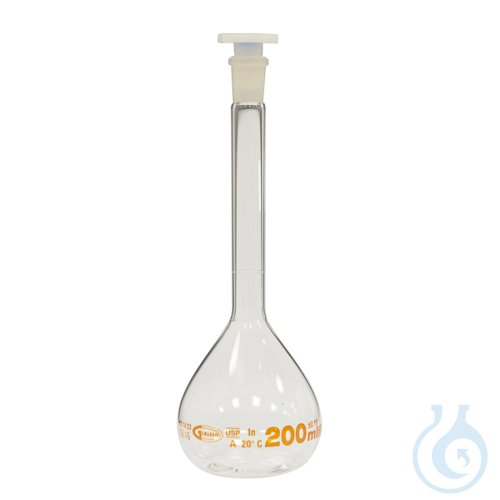 Volumetric flask class A with plastic stopper, 1000 ml, mouth size 24/29, USP Pr - Luminix Health