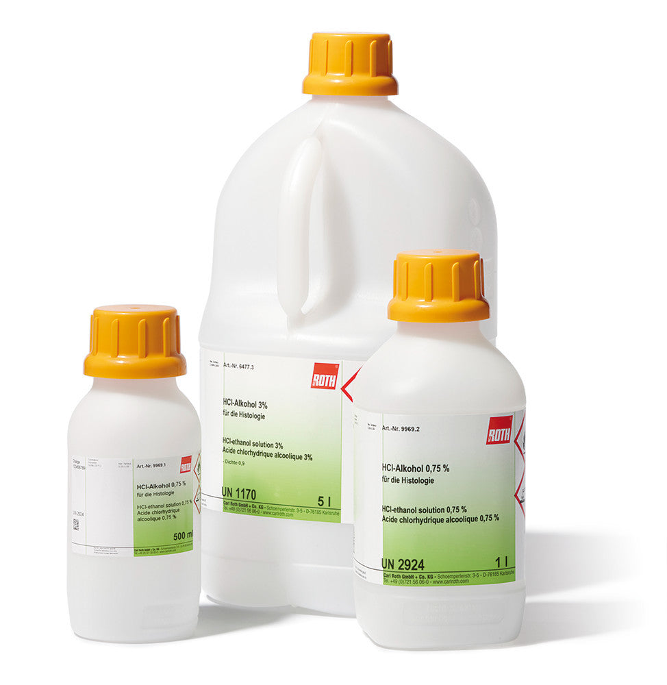 HCl-ethanol solution 0,75 %, for histology, ready-to-use, 500 ml, plastic - Luminix Health