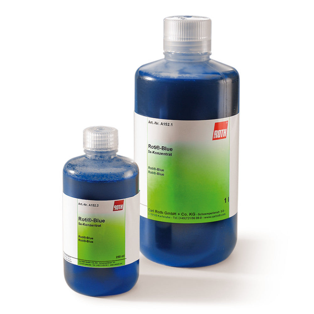 ROTI®Blue, 5x concentrated, staining solution for protein gels, 250 ml, plastic - Luminix Health