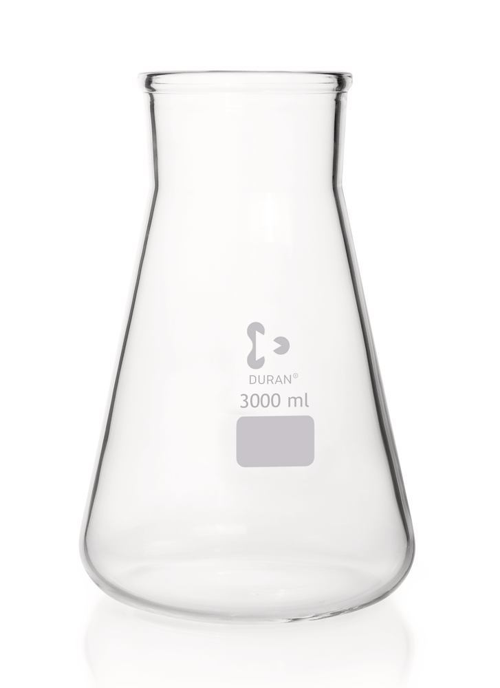 Wide neck Erlenmeyer flask, DURAN®, without scale, 3000 ml, 1 unit(s) - Luminix Health