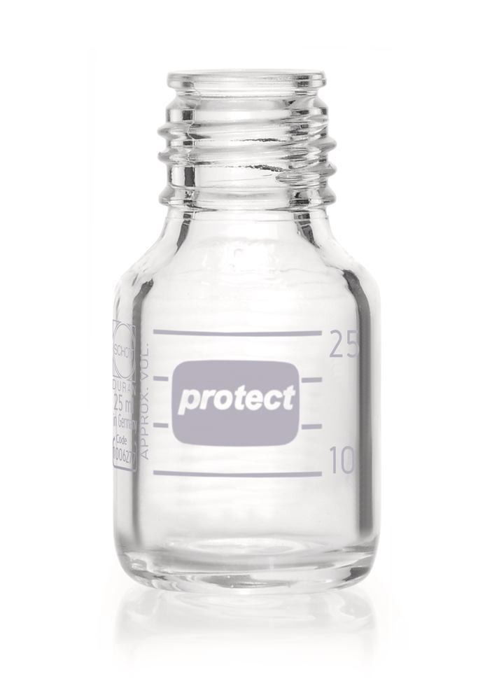 Screw top bottle, DURAN® Protect, without pouring spout ring and cap, 25ml - Luminix Health