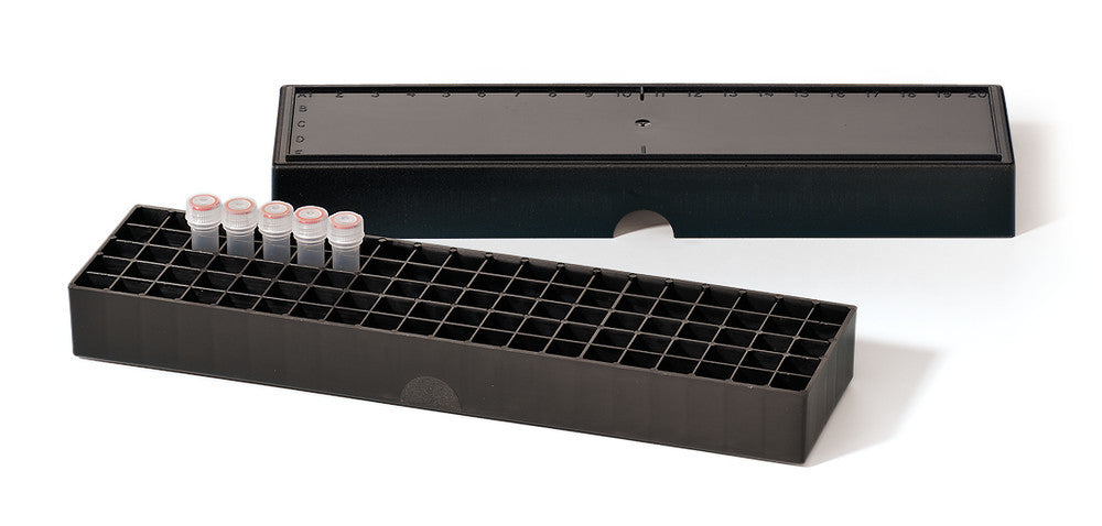 Rotilabo®-storage box, slim version, PP, noir, for tubes 0,5 to 2 ml, 1 unit(s) - Luminix Health