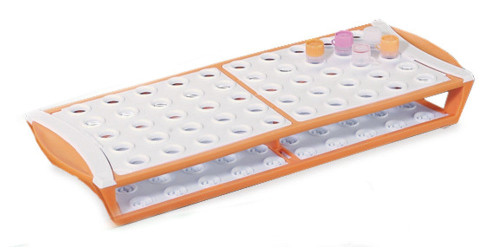 Racks for reaction vials with screw cap, POM, orange, 50 holes, 10 unit(s) - Luminix Health