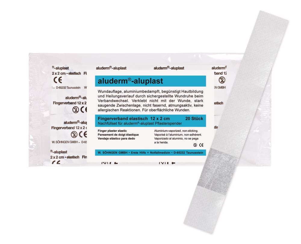 Sticky plaster disp. aluderm®-aluplast, refill pack 20 fingertip dress. 12x2 cm - Luminix Health