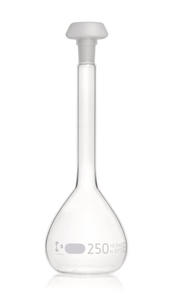 DURAN®-volumetric flask, class B, 250 ml, white graduation, 2 unit(s) - Luminix Health