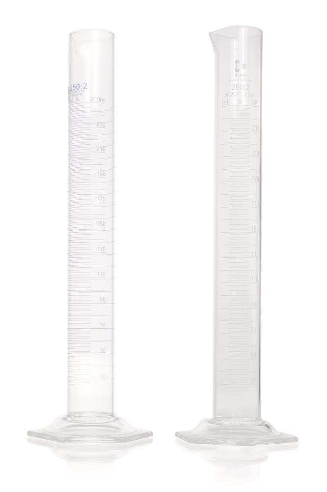 DURAN®-meas. cylinder, cl.B, grad. white, 500 ml, grad. 5 ml, high form - Luminix Health