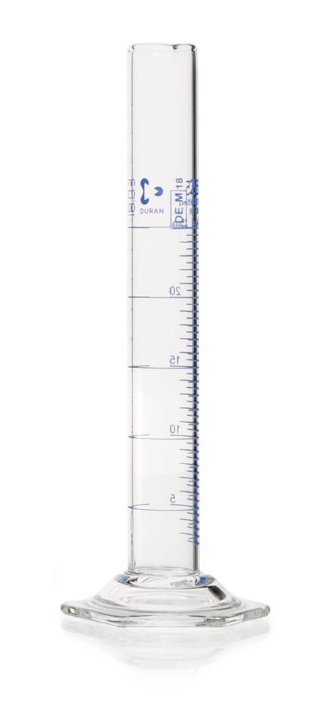 DURAN®-meas. cylinder, cl. A, grad. blue, 25 ml, grad. 0.5 ml, high form - Luminix Health