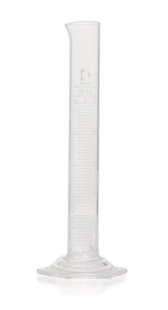DURAN®-meas. cylinder, cl.B, grad. white, 25 ml, grad. 0.5 ml, high form - Luminix Health