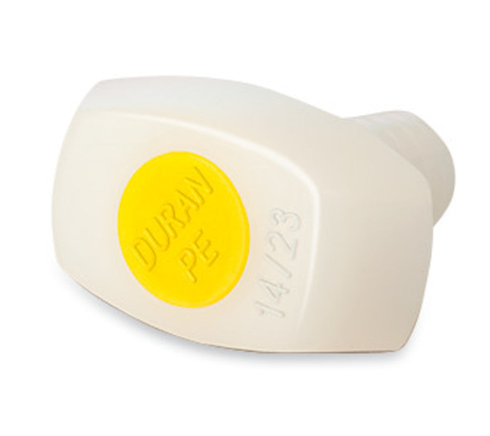 Standard ground glass joint stoppers, PE, NS 14/23, insert yellow, 10 unit(s) - Luminix Health