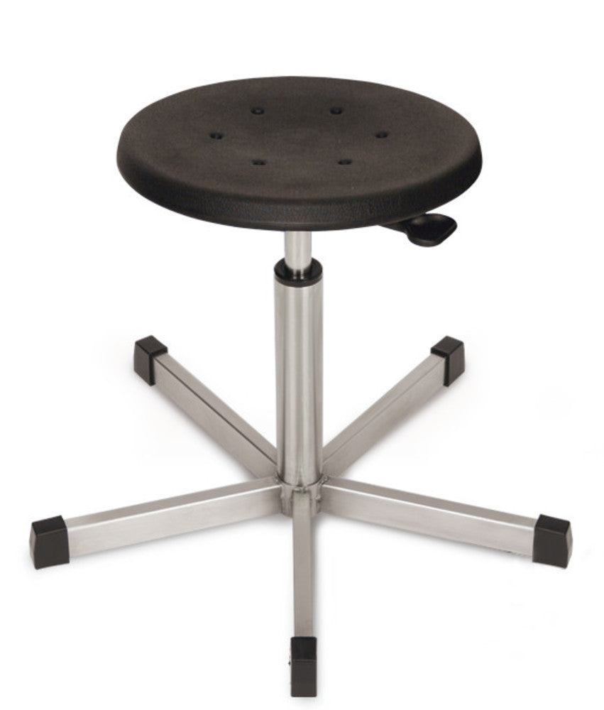 Swivel stool, stainless steel, black, glides, seat height 440-630, 1 unit(s) - Luminix Health