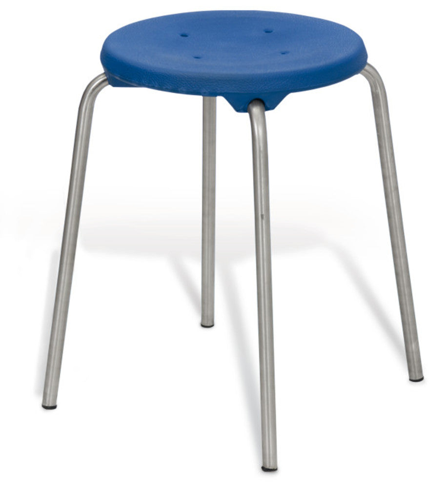 Stackable stool, stainless steel, seat blue, height 500 mm, 1 unit(s) - Luminix Health