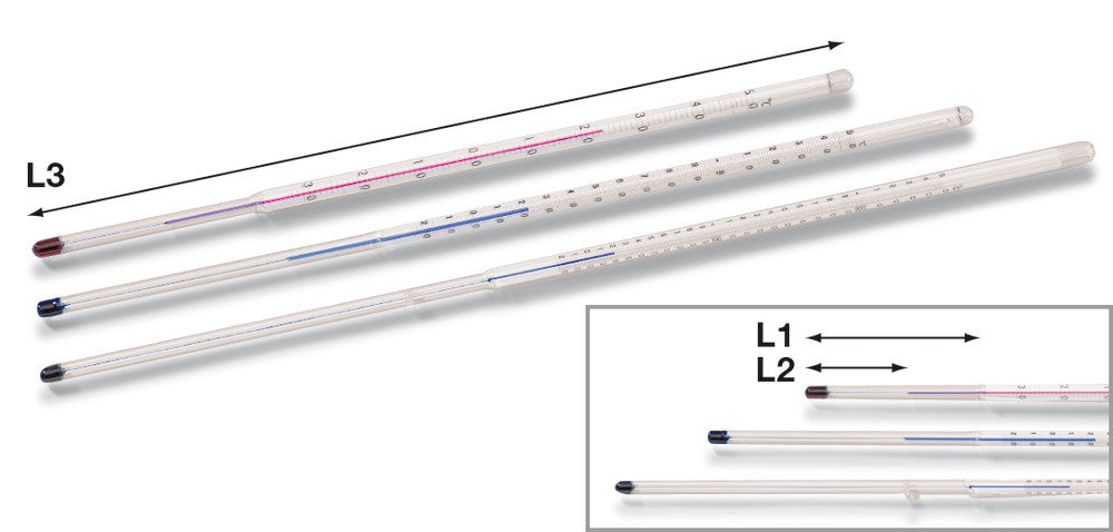 Prec. straight stem therm., filling blue, L 375 mm, -20 - +250°C, 1 unit(s) - Luminix Health