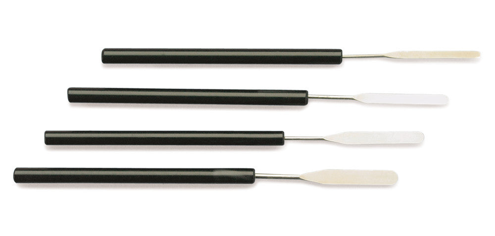 Micro-spatula set, stainless steel 18/10, 4 pieces, L 160 mm, W 3 - 6 mm, 1 set - Luminix Health