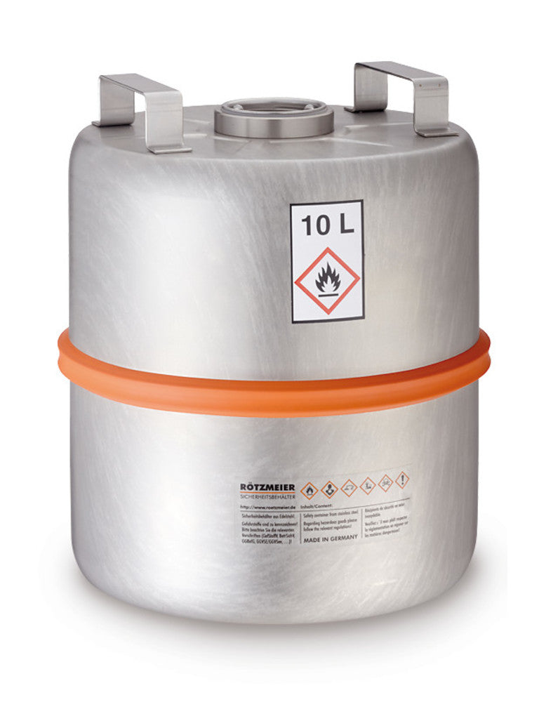 Safety collection container without, levelindicator, stainl. steel, 10 l - Luminix Health