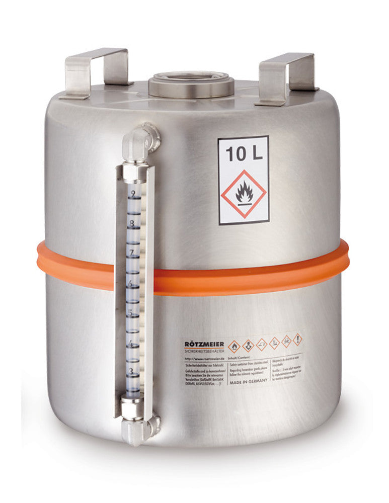 Safety collection container with, levelindicator, stainl. steel, 10 l, 1 unit(s) - Luminix Health