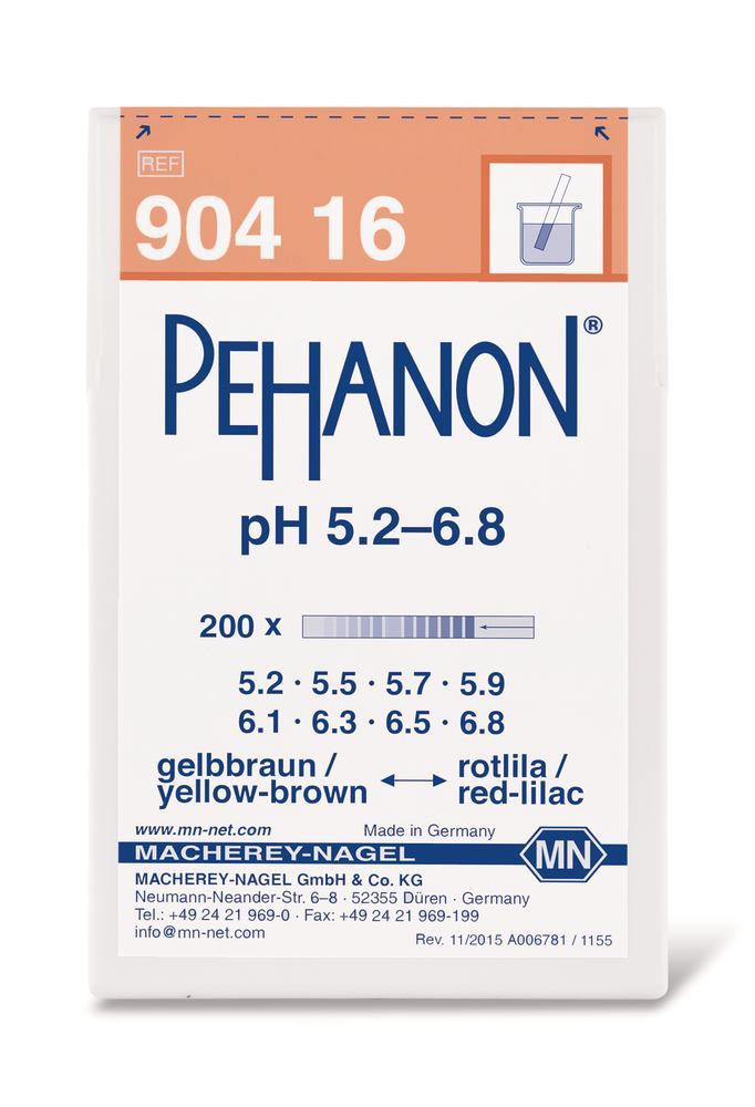 Indicator papers PEHANON®, with imprinted pH-scale, pH 5.2-6.8, 200 unit(s) - Luminix Health